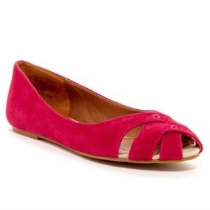 Lucky Brand Ester Leather Peep Toe Flats Sandals